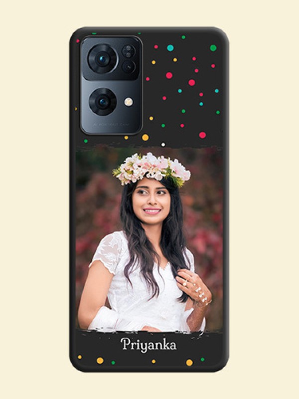 Multicolor Dotted Pattern with Text on Space Black Custom Soft Matte Phone Back Cover - Oppo Reno 7 Pro 5G