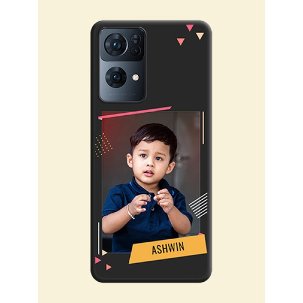 Photo Frame with Triangle Small Dots on Photo on Space Black Soft Matte Back Cover - Oppo Reno 7 Pro 5G Photo Frame with Triangle Small Dots on Photo on Space Black Soft Matte Back Cover - Oppo Reno 7 Pro 5G