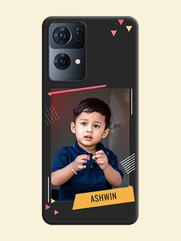 Photo Frame with Triangle Small Dots on Photo on Space Black Soft Matte Back Cover - Oppo Reno 7 Pro 5G