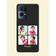 Floral Art with 6 Image Holder on Photo on Space Black Soft Matte Mobile Case - Oppo Reno 7 Pro 5G