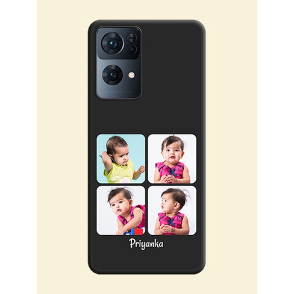 Floral Art with 6 Image Holder on Photo on Space Black Soft Matte Mobile Case - Oppo Reno 7 Pro 5G