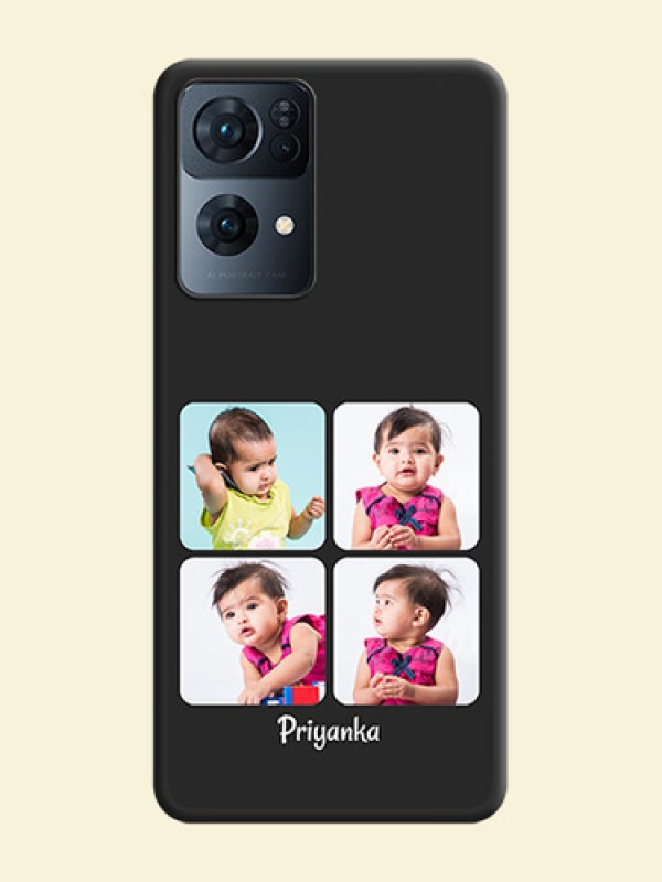 Floral Art with 6 Image Holder on Photo on Space Black Soft Matte Mobile Case - Oppo Reno 7 Pro 5G