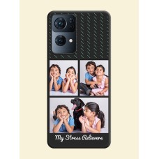 Cross Dotted Pattern with 2 Image Holder on Personalised Space Black Soft Matte Cases - Oppo Reno 7 Pro 5G