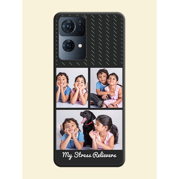 Cross Dotted Pattern with 2 Image Holder on Personalised Space Black Soft Matte Cases - Oppo Reno 7 Pro 5G Cross Dotted Pattern with 2 Image Holder on Personalised Space Black Soft Matte Cases - Oppo Reno 7 Pro 5G