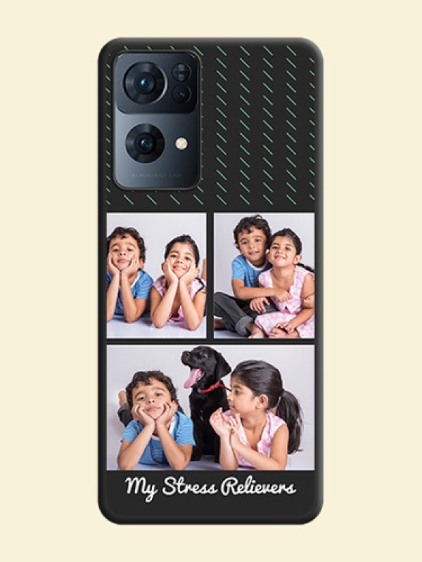 Cross Dotted Pattern with 2 Image Holder  on Personalised Space Black Soft Matte Cases - Oppo Reno 7 Pro 5G