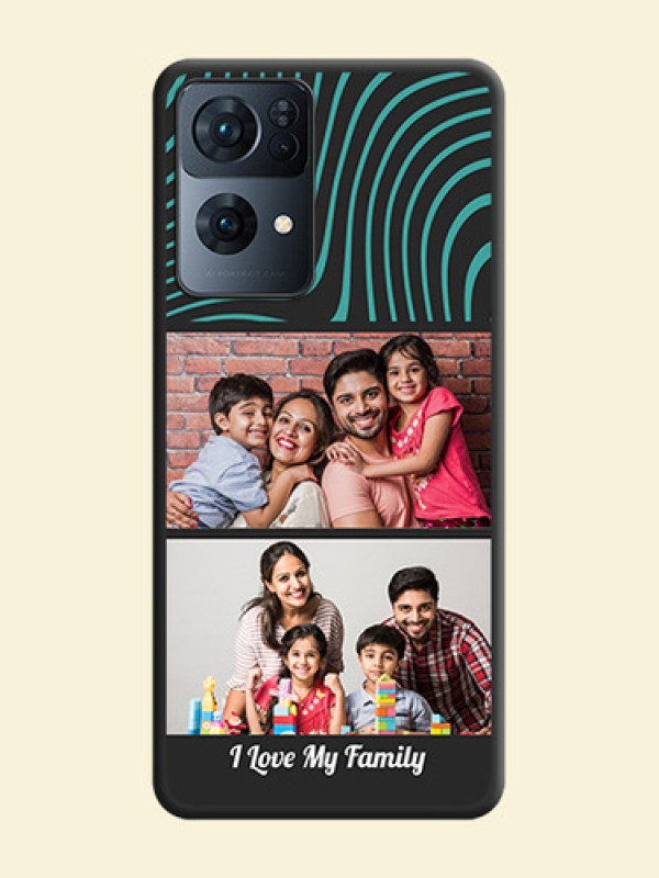 Wave Pattern with 2 Image Holder on Space Black Personalized Soft Matte Phone Covers - Oppo Reno 7 Pro 5G