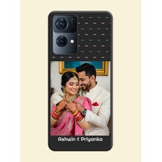 Line Pattern Design with Text on Space Black Custom Soft Matte Phone Back Cover - Oppo Reno 7 Pro 5G