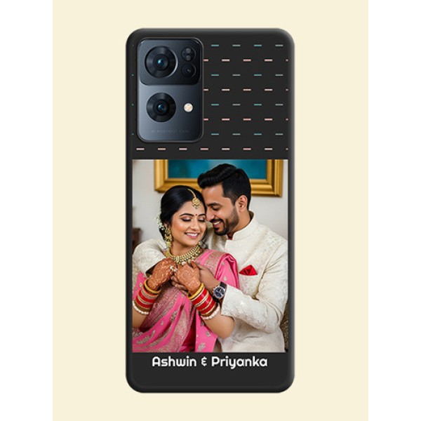 Line Pattern Design with Text on Space Black Custom Soft Matte Phone Back Cover - Oppo Reno 7 Pro 5G Line Pattern Design with Text on Space Black Custom Soft Matte Phone Back Cover - Oppo Reno 7 Pro 5G