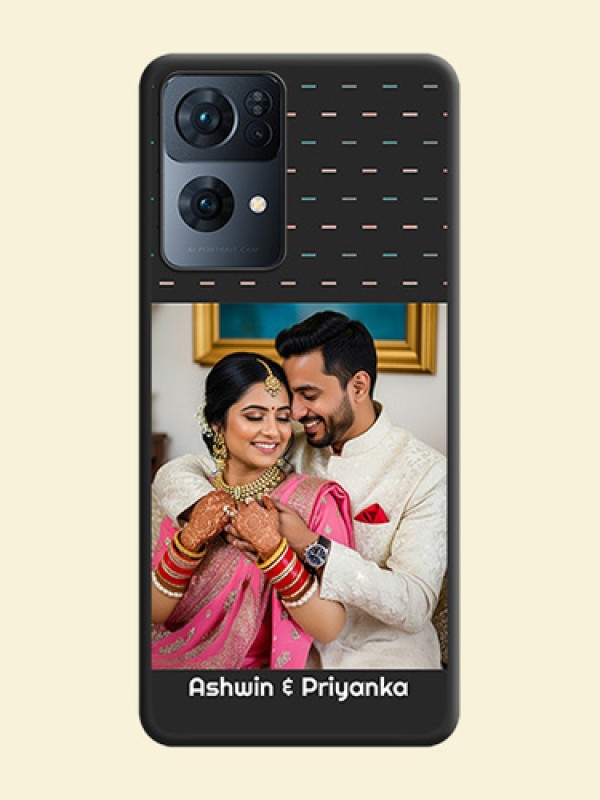 Line Pattern Design with Text on Space Black Custom Soft Matte Phone Back Cover - Oppo Reno 7 Pro 5G