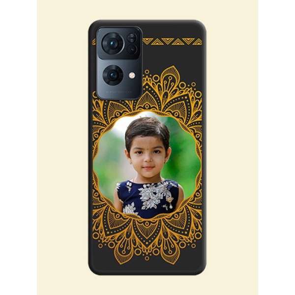 Round Image with Floral Design on Photo on Space Black Soft Matte Mobile Cover - Oppo Reno 7 Pro 5G Round Image with Floral Design on Photo on Space Black Soft Matte Mobile Cover - Oppo Reno 7 Pro 5G