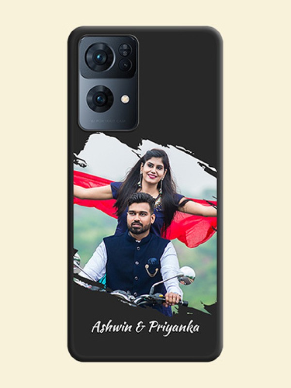 Grunge Brush Strokes on Photo on Space Black Soft Matte Back Cover - Oppo Reno 7 Pro 5G