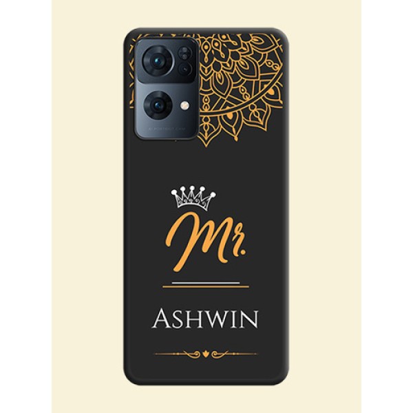 Mr Name with Floral Design on Personalised Space Black Soft Matte Cases - Oppo Reno 7 Pro 5G Mr Name with Floral Design on Personalised Space Black Soft Matte Cases - Oppo Reno 7 Pro 5G
