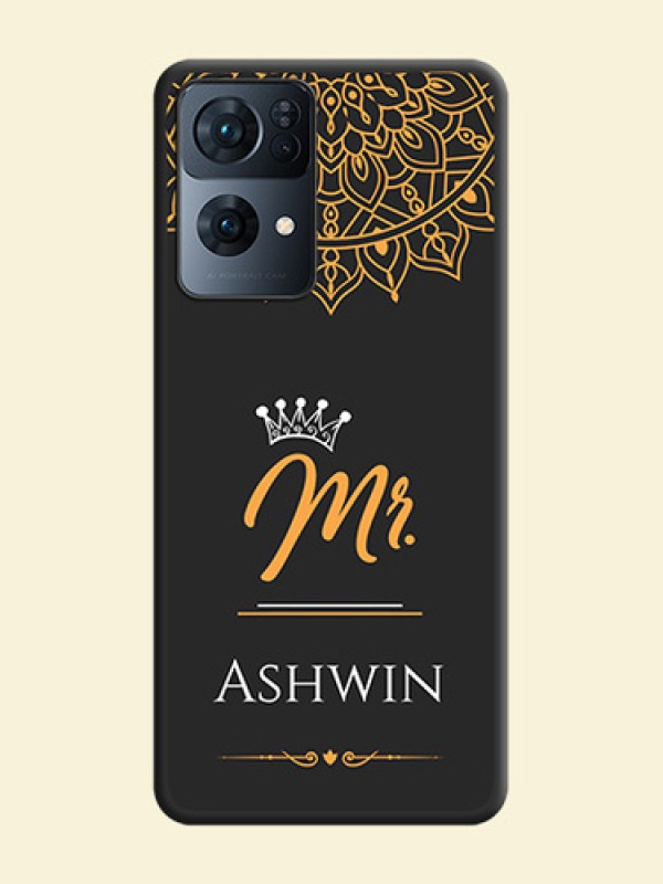 Mr Name with Floral Design  on Personalised Space Black Soft Matte Cases - Oppo Reno 7 Pro 5G