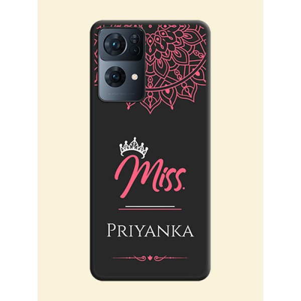 Mrs Name with Floral Design on Space Black Personalized Soft Matte Phone Covers - Oppo Reno 7 Pro 5G Mrs Name with Floral Design on Space Black Personalized Soft Matte Phone Covers - Oppo Reno 7 Pro 5G