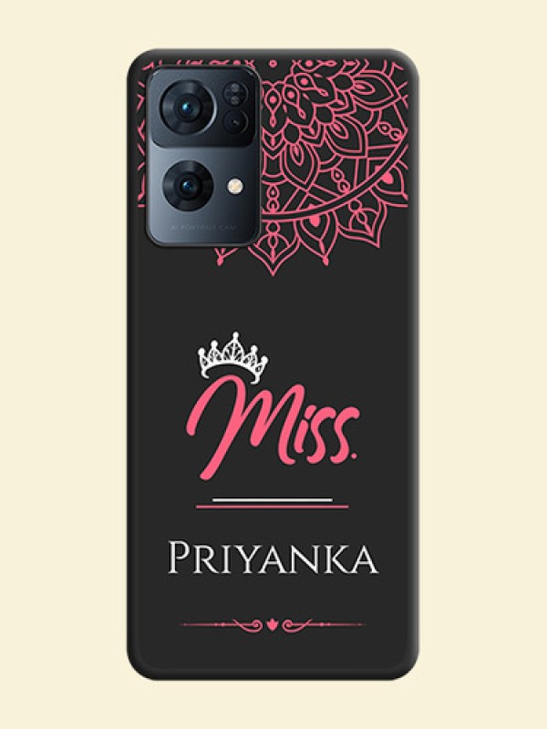 Mrs Name with Floral Design on Space Black Personalized Soft Matte Phone Covers - Oppo Reno 7 Pro 5G