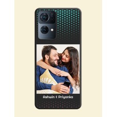 Faded Dots with Grunge Photo Frame and Text on Space Black Custom Soft Matte Phone Cases - Oppo Reno 7 Pro 5G