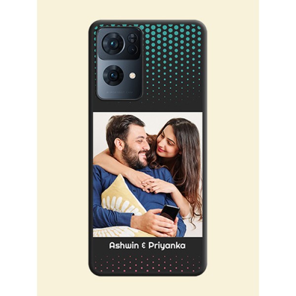 Faded Dots with Grunge Photo Frame and Text on Space Black Custom Soft Matte Phone Cases - Oppo Reno 7 Pro 5G Faded Dots with Grunge Photo Frame and Text on Space Black Custom Soft Matte Phone Cases - Oppo Reno 7 Pro 5G