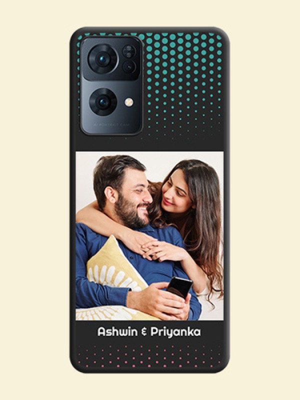 Faded Dots with Grunge Photo Frame and Text on Space Black Custom Soft Matte Phone Cases - Oppo Reno 7 Pro 5G