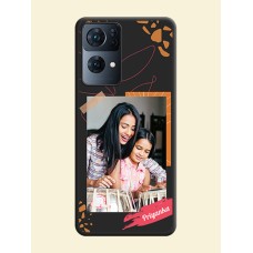 Orange Photo Frame on Space Black Custom Soft Matte Phone Back Cover - Oppo Reno 7 Pro 5G