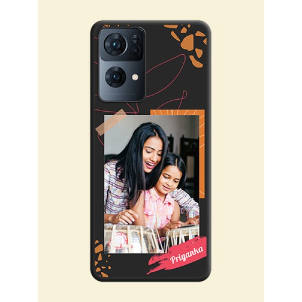 Orange Photo Frame on Space Black Custom Soft Matte Phone Back Cover - Oppo Reno 7 Pro 5G Orange Photo Frame on Space Black Custom Soft Matte Phone Back Cover - Oppo Reno 7 Pro 5G