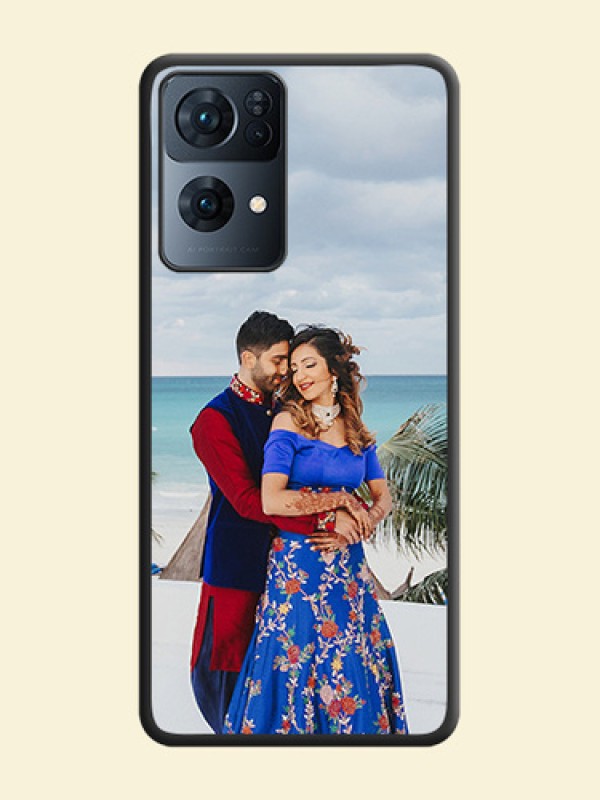 Full Single Pic Upload On Space Black Personalized Soft Matte Phone Covers -Oppo Reno 7 Pro 5G