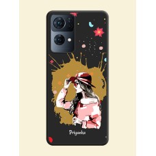 Mordern Lady With Color Splash Background With Custom Text On Space Black Personalized Soft Matte Phone Covers -Oppo Reno 7 Pro 5G