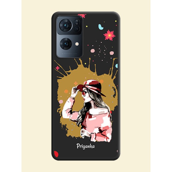 Mordern Lady With Color Splash Background With Custom Text On Space Black Personalized Soft Matte Phone Covers -Oppo Reno 7 Pro 5G