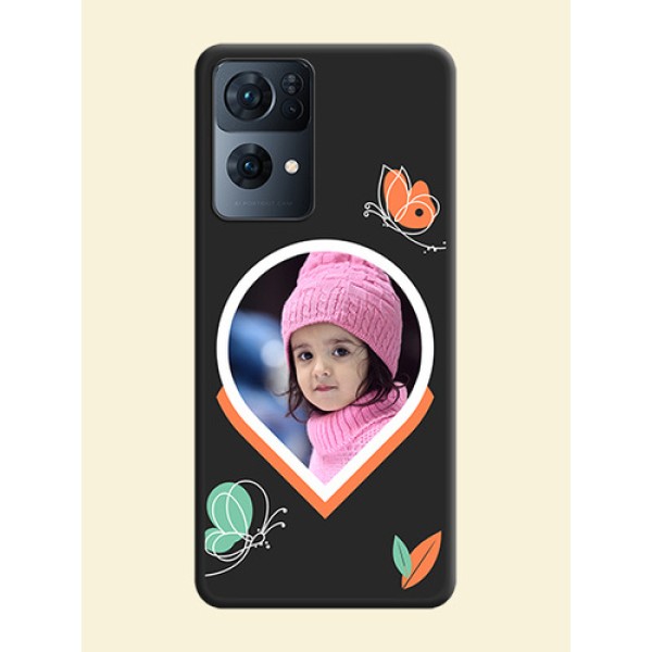 Upload Pic With Simple Butterly Design On Space Black Personalized Soft Matte Phone Covers -Oppo Reno 7 Pro 5G Upload Pic With Simple Butterly Design On Space Black Personalized Soft Matte Phone Covers -Oppo Reno 7 Pro 5G