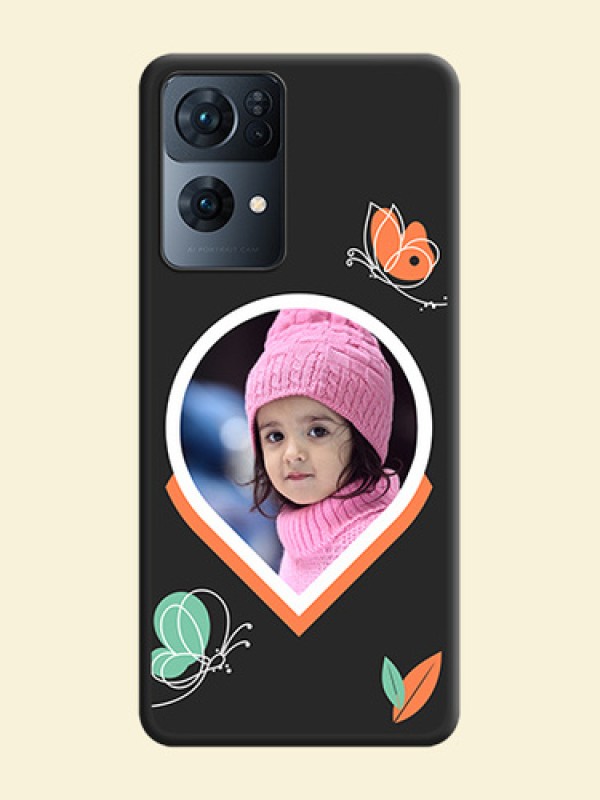 Upload Pic With Simple Butterly Design On Space Black Personalized Soft Matte Phone Covers -Oppo Reno 7 Pro 5G