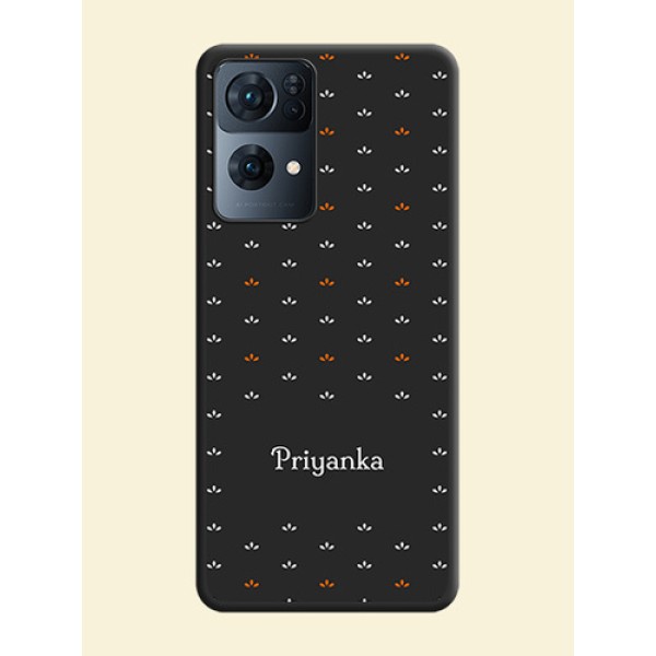 Simple Pattern With Custom Text On Space Black Personalized Soft Matte Phone Covers -Oppo Reno 7 Pro 5G Simple Pattern With Custom Text On Space Black Personalized Soft Matte Phone Covers -Oppo Reno 7 Pro 5G