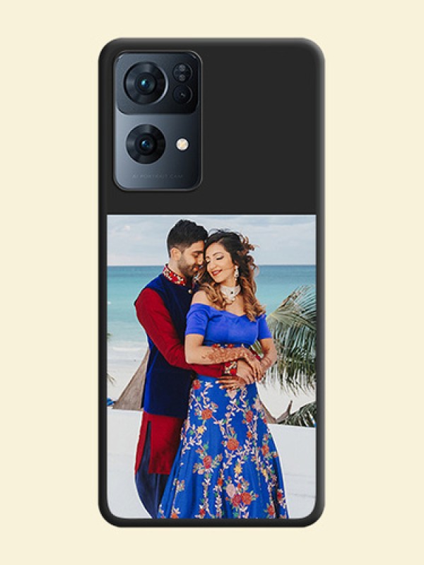 Image Upload With Space Black Color On Custom Soft Matte Mobile Back Cover - Oppo Reno 7 Pro 5G