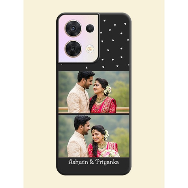 Miniature Love Symbols with Name on Space Black Custom Soft Matte Back Cover - Oppo Reno 8 5G Miniature Love Symbols with Name on Space Black Custom Soft Matte Back Cover - Oppo Reno 8 5G