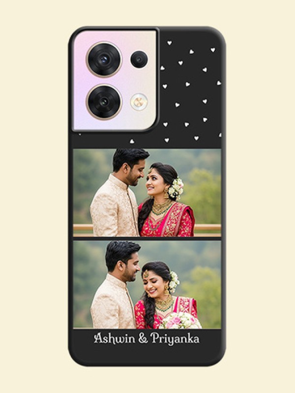 Miniature Love Symbols with Name on Space Black Custom Soft Matte Back Cover - Oppo Reno 8 5G