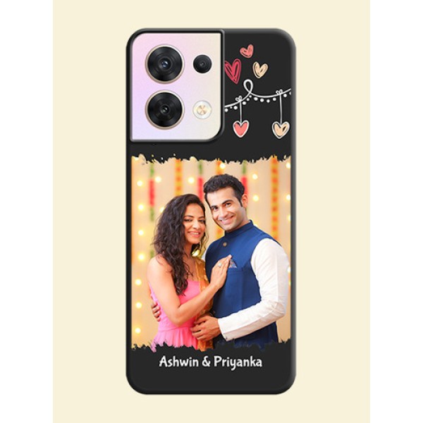 Pink Love Hangings with Name on Space Black Custom Soft Matte Phone Cases - Oppo Reno 8 5G Pink Love Hangings with Name on Space Black Custom Soft Matte Phone Cases - Oppo Reno 8 5G