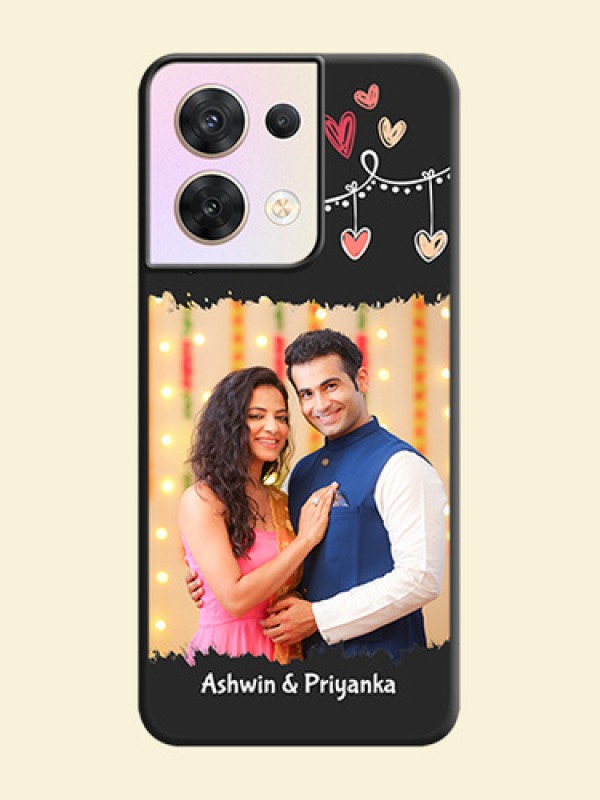 Pink Love Hangings with Name on Space Black Custom Soft Matte Phone Cases - Oppo Reno 8 5G