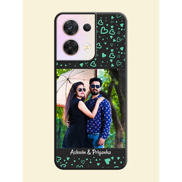Sea Green Indefinite Love Pattern on Photo on Space Black Soft Matte Mobile Cover - Oppo Reno 8 5G Sea Green Indefinite Love Pattern on Photo on Space Black Soft Matte Mobile Cover - Oppo Reno 8 5G