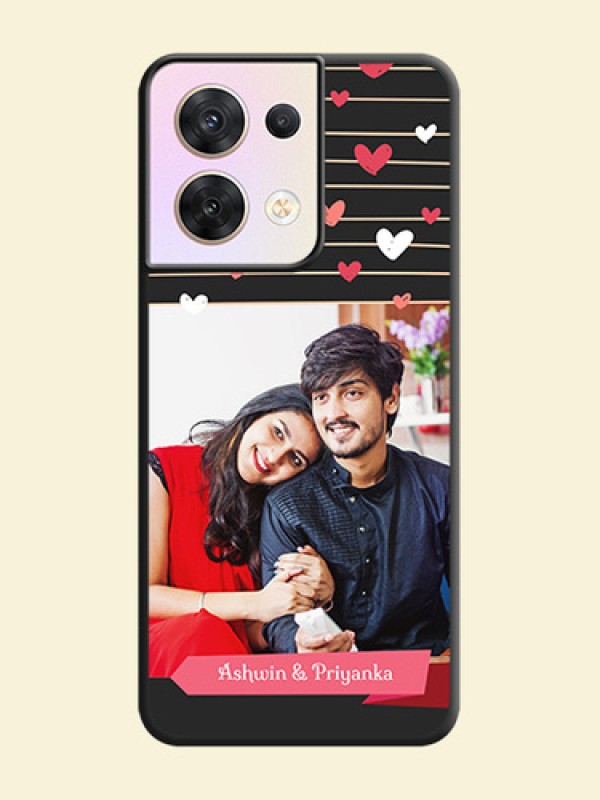 Love Pattern with Name on Pink Ribbon  on Photo on Space Black Soft Matte Back Cover - Oppo Reno 8 5G