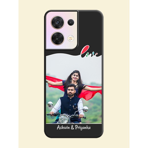 Fall in Love Pattern with Picture on Photo on Space Black Soft Matte Mobile Case - Oppo Reno 8 5G Fall in Love Pattern with Picture on Photo on Space Black Soft Matte Mobile Case - Oppo Reno 8 5G
