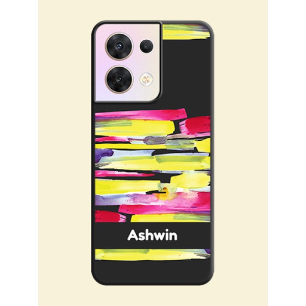 Brush Coloured on Space Black Personalized Soft Matte Phone Covers - Oppo Reno 8 5G Brush Coloured on Space Black Personalized Soft Matte Phone Covers - Oppo Reno 8 5G