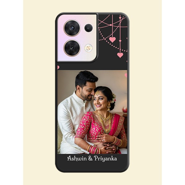 Pink Love Hangings with Text on Space Black Custom Soft Matte Back Cover - Oppo Reno 8 5G Pink Love Hangings with Text on Space Black Custom Soft Matte Back Cover - Oppo Reno 8 5G