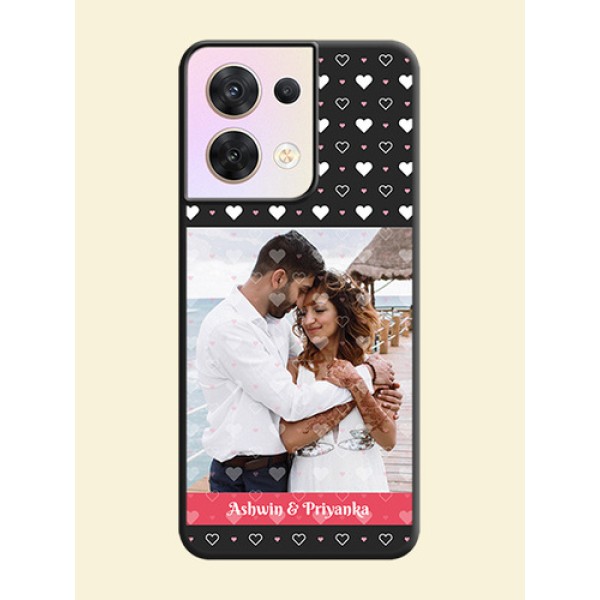 White Color Love Symbols with Text Design on Photo on Space Black Soft Matte Phone Cover - Oppo Reno 8 5G White Color Love Symbols with Text Design on Photo on Space Black Soft Matte Phone Cover - Oppo Reno 8 5G