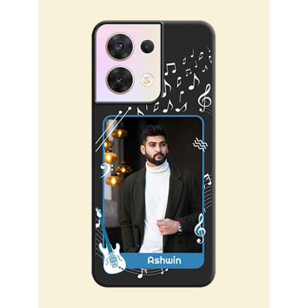 Musical Theme Design with Text on Photo on Space Black Soft Matte Mobile Case - Oppo Reno 8 5G Musical Theme Design with Text on Photo on Space Black Soft Matte Mobile Case - Oppo Reno 8 5G