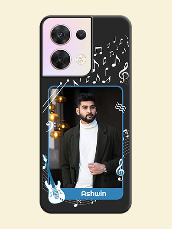 Musical Theme Design with Text on Photo on Space Black Soft Matte Mobile Case - Oppo Reno 8 5G