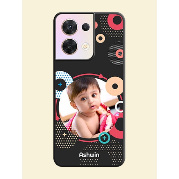 Multicoloured Round Image on Personalised Space Black Soft Matte Cases - Oppo Reno 8 5G Multicoloured Round Image on Personalised Space Black Soft Matte Cases - Oppo Reno 8 5G