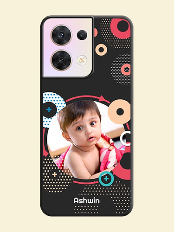 Multicoloured Round Image on Personalised Space Black Soft Matte Cases - Oppo Reno 8 5G