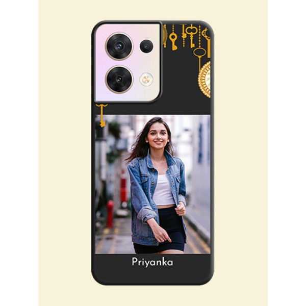 Decorative Design with Text on Space Black Custom Soft Matte Back Cover - Oppo Reno 8 5G Decorative Design with Text on Space Black Custom Soft Matte Back Cover - Oppo Reno 8 5G