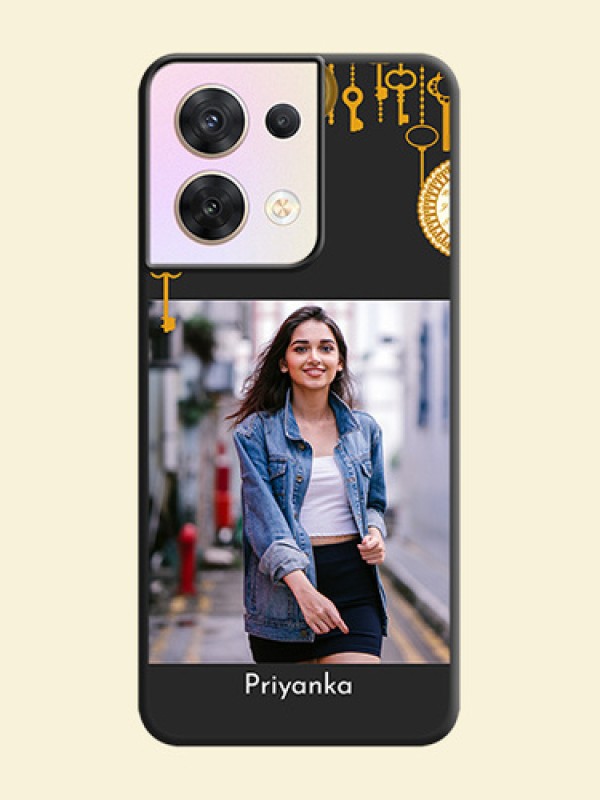Decorative Design with Text on Space Black Custom Soft Matte Back Cover - Oppo Reno 8 5G