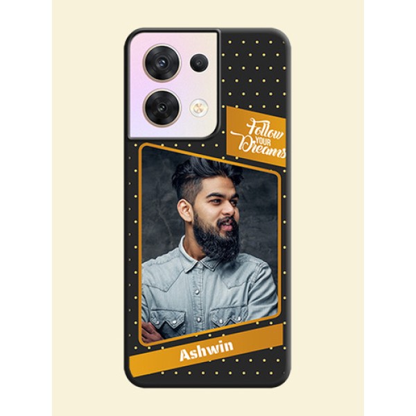 Follow Your Dreams with White Dots on Space Black Custom Soft Matte Phone Cases - Oppo Reno 8 5G Follow Your Dreams with White Dots on Space Black Custom Soft Matte Phone Cases - Oppo Reno 8 5G