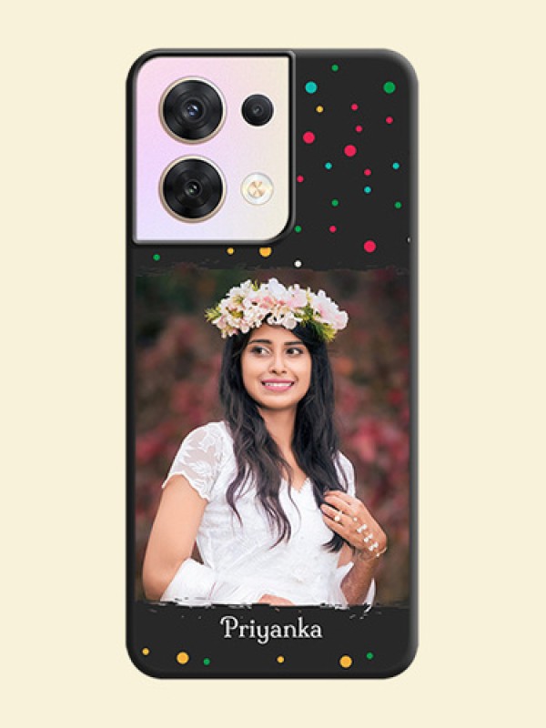 Multicolor Dotted Pattern with Text on Space Black Custom Soft Matte Phone Back Cover - Oppo Reno 8 5G