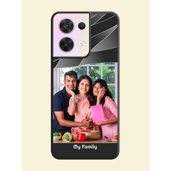 Mixed Wave Lines on Photo on Space Black Soft Matte Mobile Cover - Oppo Reno 8 5G Mixed Wave Lines on Photo on Space Black Soft Matte Mobile Cover - Oppo Reno 8 5G